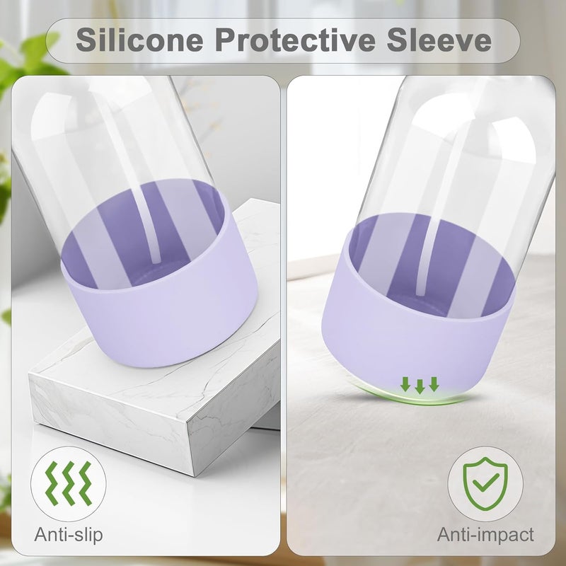 Worldgsb 2 Pack Glass Spray Bottles with Silicone Sleeve, 16 oz Empty Refillable Containers with Adjustable Spray Nozzles, Spray Bottles for Hair, Cleaning Solutions and Plants Purple - Image 5
